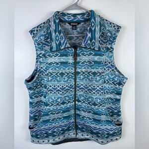 Sherpa‎ Adventure Gear Womens Vest Knit Full Zip Blue Fair Isle Design Winter